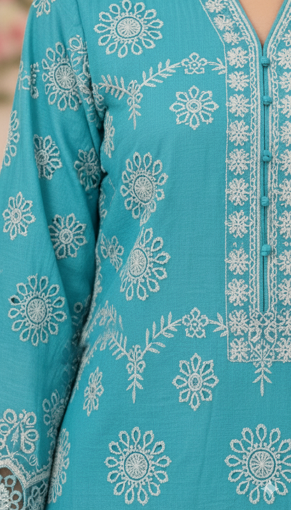 Luxury Embroidered Lawn Suit | Chikankari Work with Heavy Net Dupatta – Loxlook Premium Collection