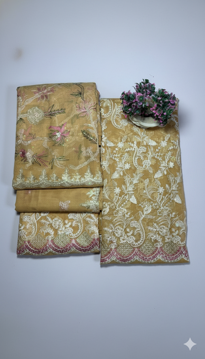 “Luxury Peach Pink Karandi Net Bridal 3-Piece Suit with Heavy Front Embroidery & Sequin Work | Limited Edition Color”