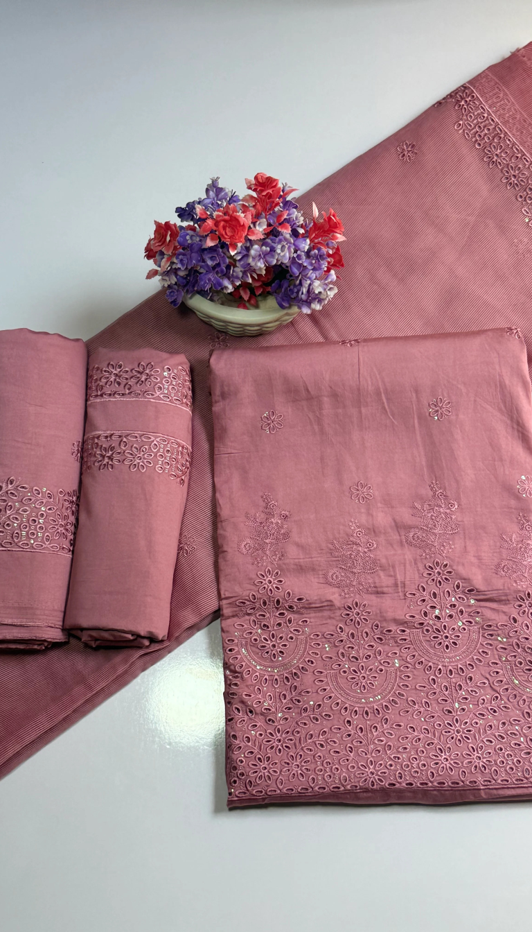 3P RICH GOLD  ARABIC LAWN LUXURY EMBROIDERED