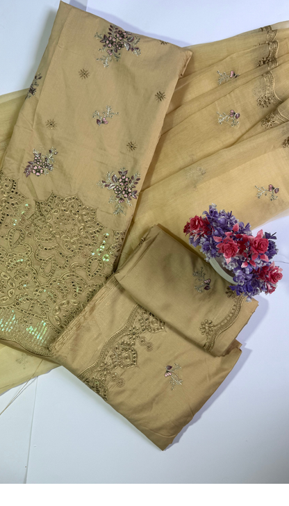 3P ROSE PINK EMBROIDERED ARABIC LAWN