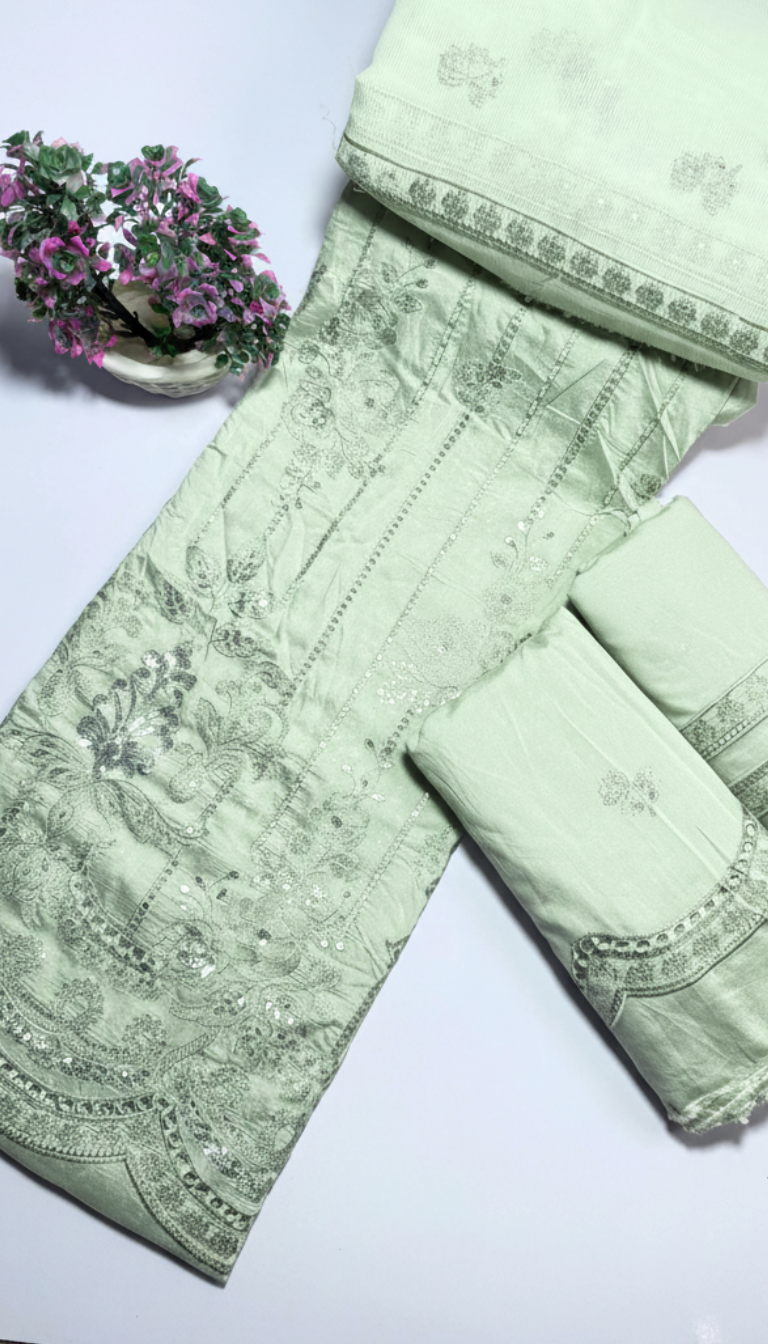 3P SKY BLUE EMBROIDERED ARABIC LAWN