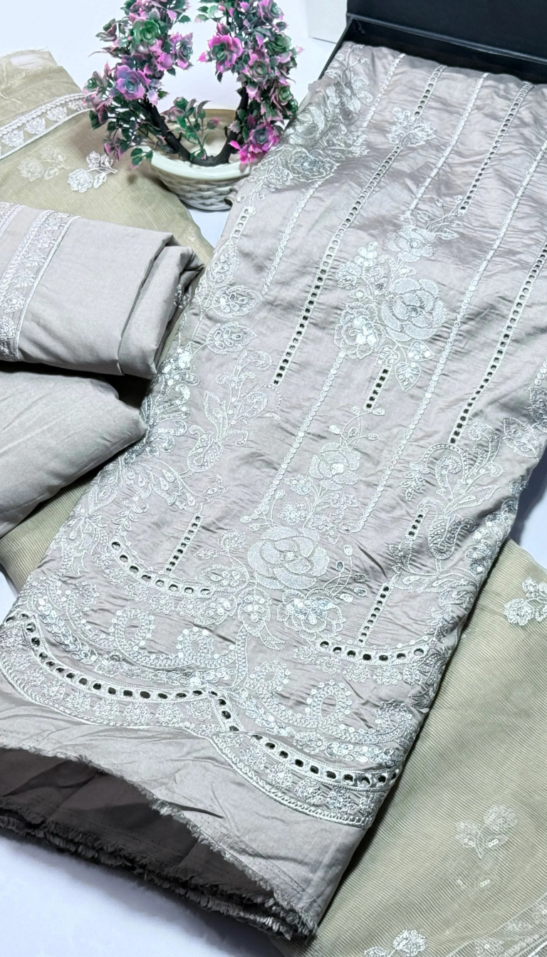 3P SKY BLUE EMBROIDERED ARABIC LAWN