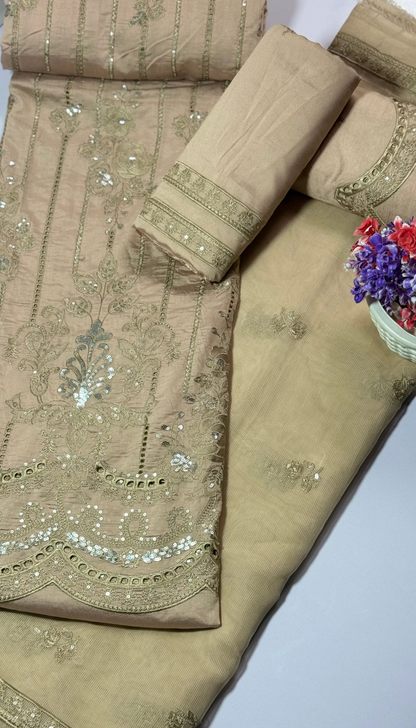 3P SKY BLUE EMBROIDERED ARABIC LAWN