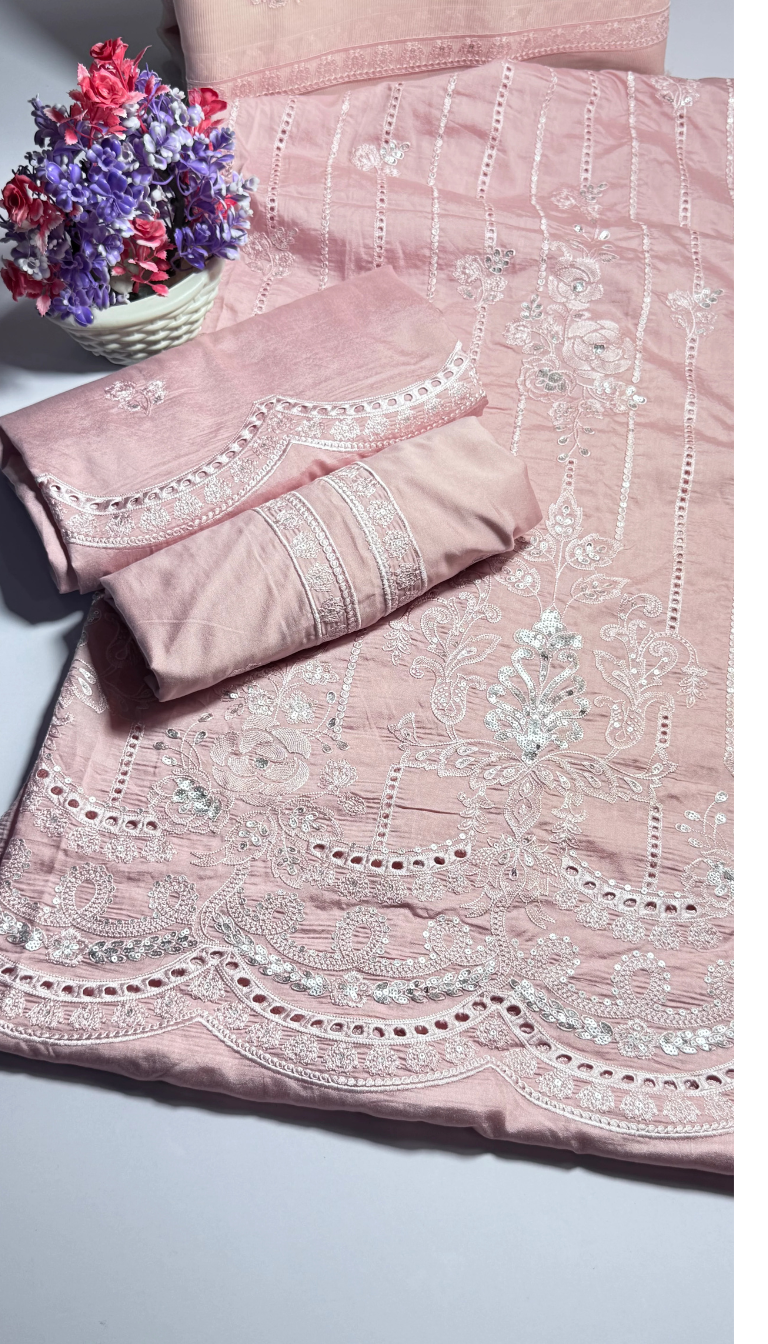 3P SKY BLUE EMBROIDERED ARABIC LAWN