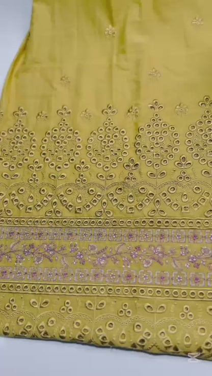 3P OLIVE GOLD PURE LAWN